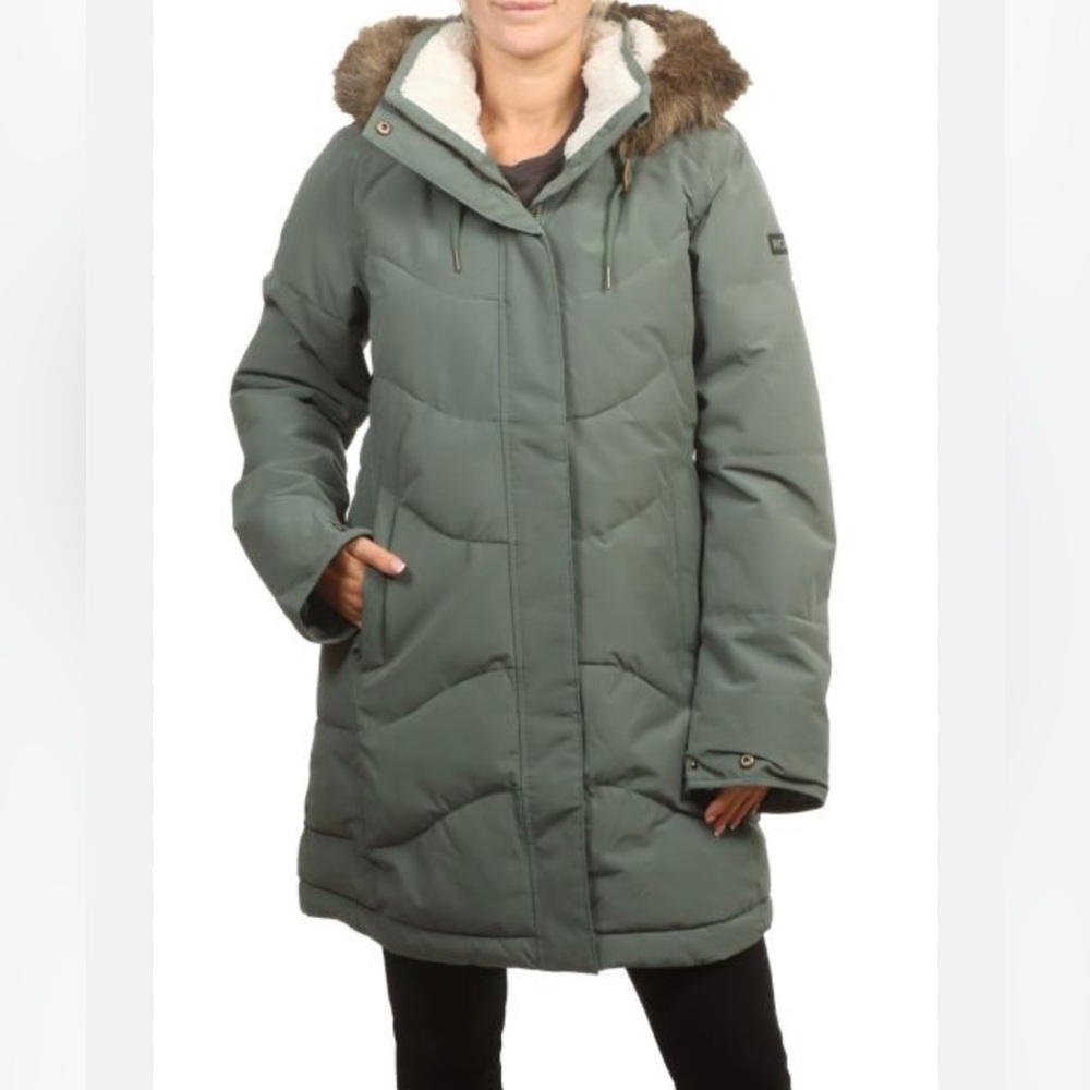 Roxy Longline Ellie WarmLink® Durable Water Repellent Coat with Faux Fur Trim